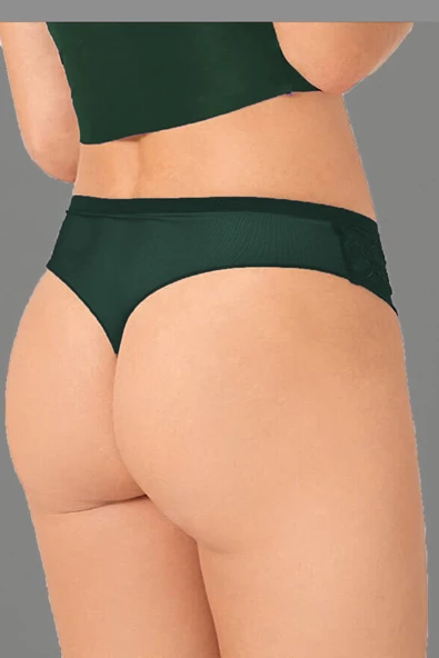 Kadın Dantel Detaylı Transparan Tanga String Külot - 6