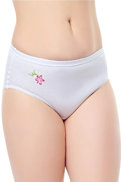 6lı Seher Kadın Yüksek Bel Külot İşlemeli Pamuklu Bato Slip - 2