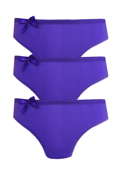 3lü Kadın Bikini Külot Pamuklu Renkli Ekonomik Rahat - 4