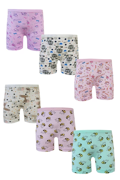 Kota Kız Çocuk Pamuklu Likralı Baskılı Kız Çocuk Boxer 6lı Paket - 3