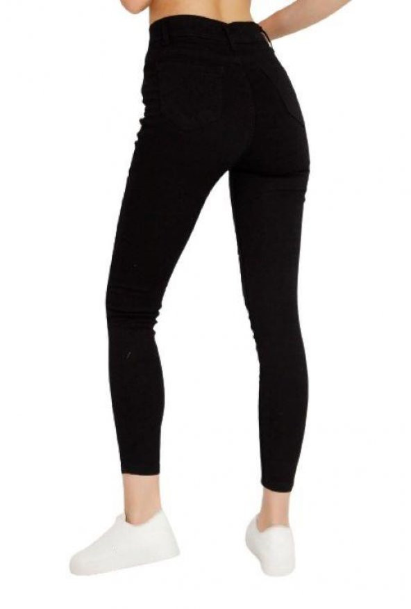 Likralı Yüksek Bel Pantolon - 3