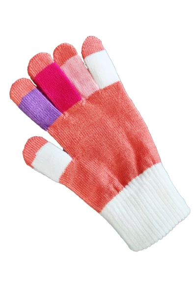 Kız Erkek Çocuk Triko Eldiven Kışlık Örgü Renkli Unisex 6-12 Yaş - 12