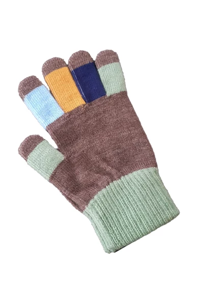 Kız Erkek Çocuk Triko Eldiven Kışlık Örgü Renkli Unisex 6-12 Yaş - 4