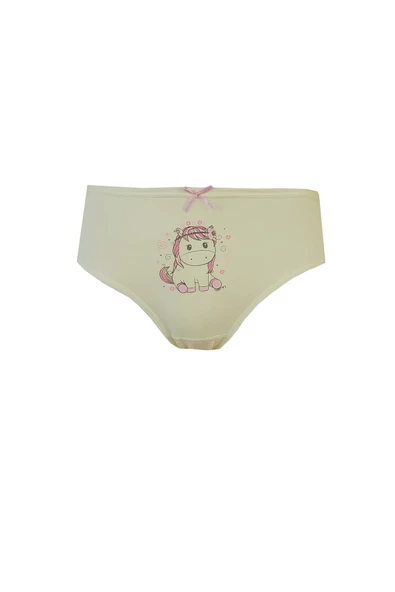 12li Tekkaplan Kız Çocuk Baskılı Renkli Külot Pamuklu Likralı Slip - 6