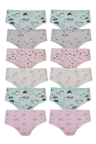 Kota 12li Kız Çocuk Külot Renkli Empirme Slip İç Çamaşırı - 2