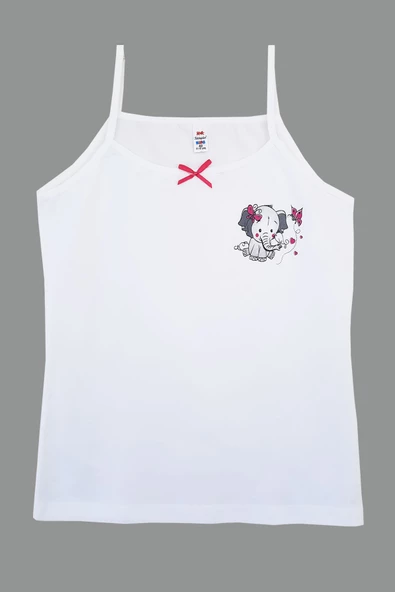 Tekkaplan Kız Çocuk İp Askılı Atlet Pamuklu Baskılı Fanila - 3