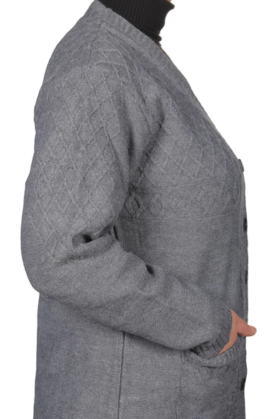 Kadın Antrasit Siyah Düğmeli Kısa Hırka - 8