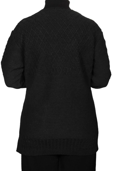 Kadın Antrasit Siyah Düğmeli Kısa Hırka - 4