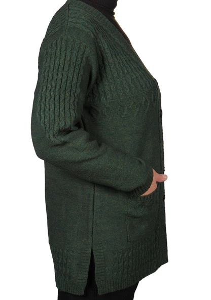 Kadın Antrasit Siyah Düğmeli Kısa Hırka - 11