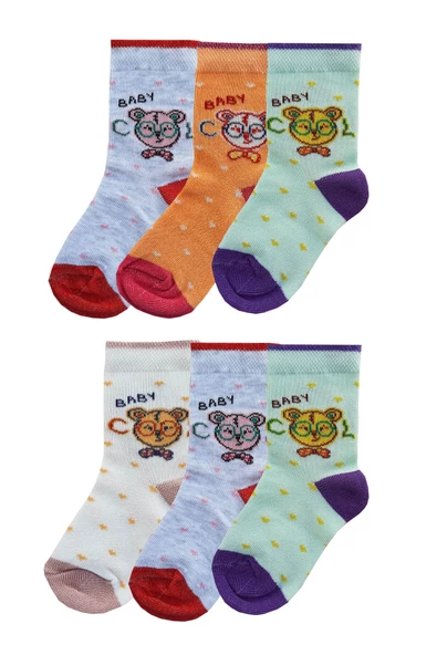 12li Kız Bebek Soket Çorap Renkli Desenli Ekonomik Çorap - 3