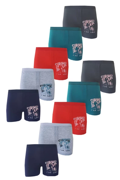 Koza Erkek Çocuk Renkli Desenli Baskılı Boxer Külot 10 lu Paket - 2