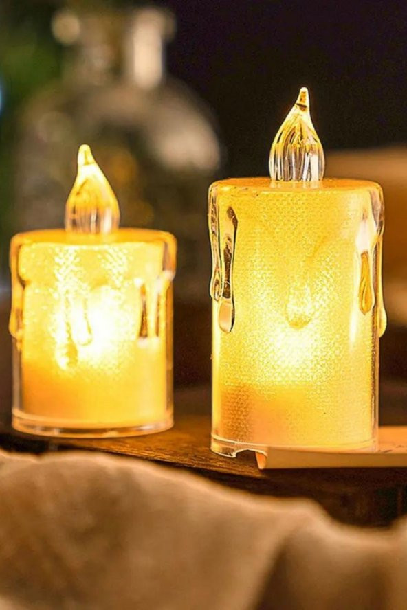 3lü Pilli Dekoratif Simli Led mum 6.5 cm