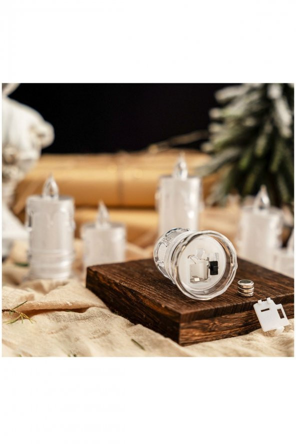 3lü Pilli Dekoratif Simli Led mum 6.5 cm - 4