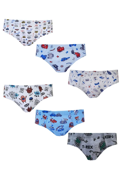 Tutku İç Giyim Erkek Çocuk Renkli Empirme Slip Külot 6 lı Paket - 3