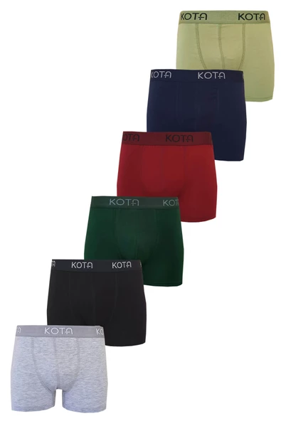 Kota 6lı Erkek Likralı Boxer Pamuklu Esnek Rahat Renkli Paçalı - 5