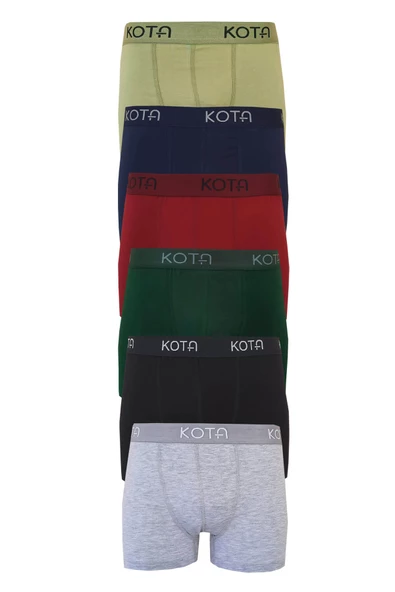 Kota 6lı Erkek Likralı Boxer Pamuklu Esnek Rahat Renkli Paçalı - 12