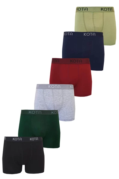 Kota 6lı Erkek Likralı Boxer Pamuklu Esnek Rahat Renkli Paçalı - 10