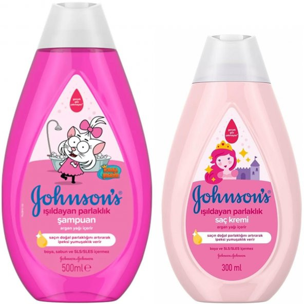 Johnsons Kral Şakir Işıldayan Parlaklık Şampuanı 500 ml + Johnsons Işıldayan Parlaklık Saç Kremi 300 ml