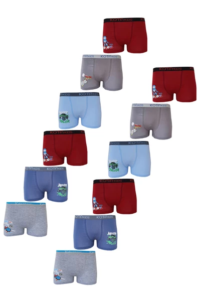 12li Erkek Çocuk Renkli  Baskılı Boxer Külot 1005 - 3