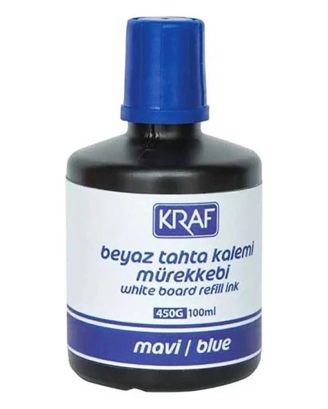 Kraf Beyaz Tahta Kalemi Mürekkebi 100ml Mavi 450G