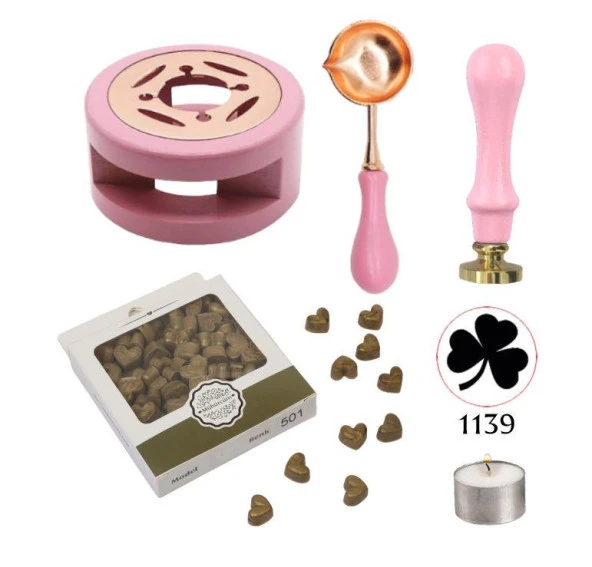 Davetiye Mum Mühürü Uygulama Seti Yavruağzı Renk 1139 Yonca ürün görseli