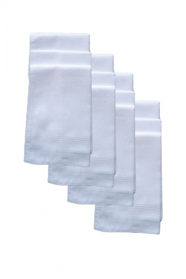 12 li El Cep Yaka Kumaş Mendil 36x36 Cm 100 Pamuklu TM Beyaz - 3