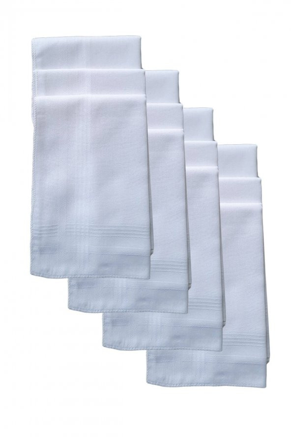 12 li El Cep Yaka Kumaş Mendil 36x36 Cm 100 Pamuklu TM Beyaz - 2