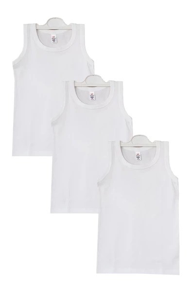 Tekkaplan 3lü Erkek Çocuk Pamuklu Askılı Sanforize Ribana Atlet - Resim 4