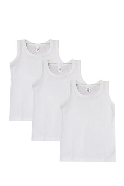 Tekkaplan 3lü Erkek Çocuk Pamuklu Askılı Sanforize Ribana Atlet - Resim 2