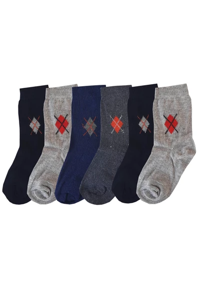 6lı Erkek Çocuk Uzun Soket Çorap Pamuklu Renkli Ekonomik Sıkmayan - 2
