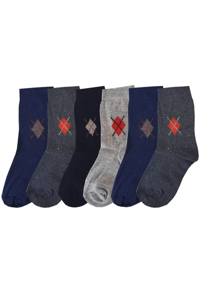 6lı Erkek Çocuk Uzun Soket Çorap Pamuklu Renkli Ekonomik Sıkmayan - 3