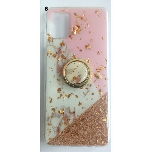 Samsung Galaxy A31 Yüzüklü Simli Lüks Kılıf - 8