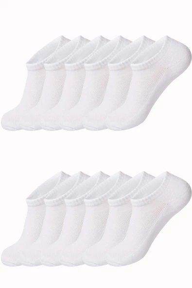 12li Kadın Erkek Görünmez Çorap Düz Renk Pamuklu Klimalı Ekonomik - 3