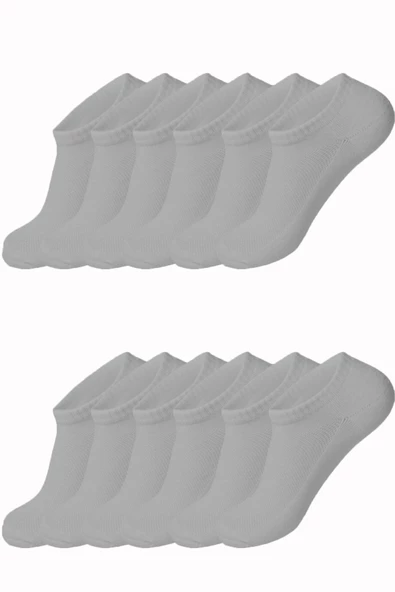 12li Kadın Erkek Görünmez Çorap Düz Renk Pamuklu Klimalı Ekonomik - 4