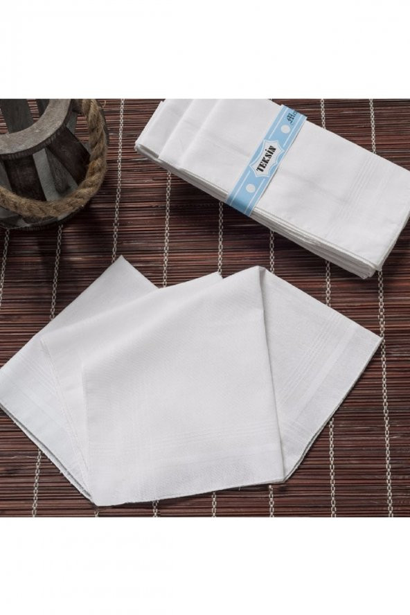 Gözde Teksin 36x36 cm. Bir Düzine 12 Adet Mendil TM Beyaz - 2