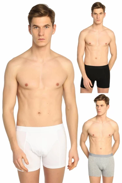 Tutku Erkek Pamuklu Likralı Boxer Paçalı Don 10'lu Paket - 9