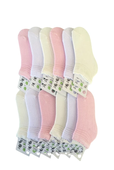 12li Kız Çocuk Bambu Kısa Patik Çorap Klimalı Rahat - 2