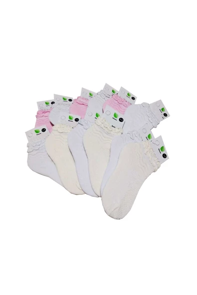 12li Kız Çocuk Bambu Kısa Patik Çorap Klimalı Rahat - 3