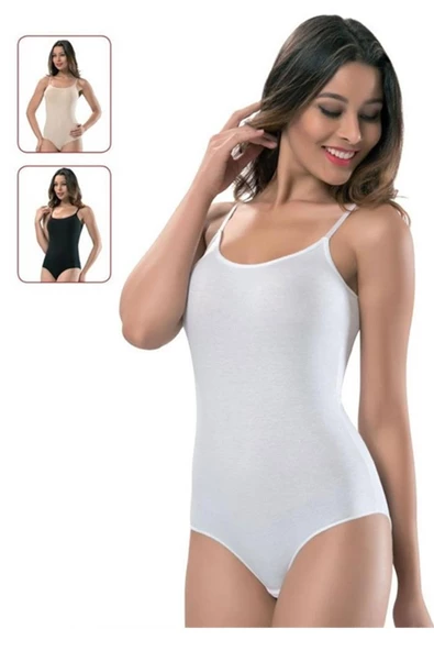 Tutku İç Giyim Kadın İp Askılı Kancalı Çıtçıtlı Body 6 Lı Paket - 5