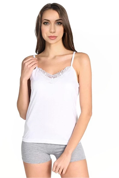 Tutku İç Giyim Kadın İp Askılı Güpürlü Dantelli Atlet ürün görseli