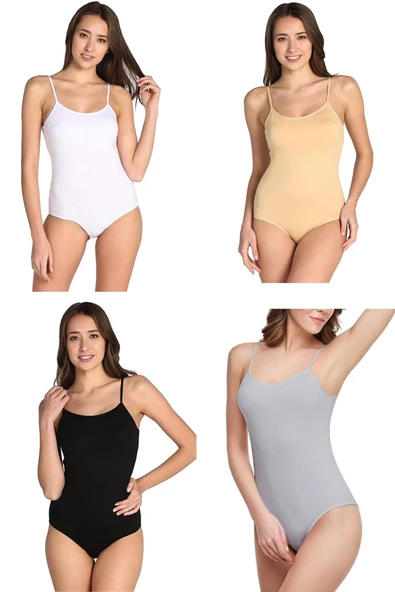 Tutku İç Giyim Kadın İp Askılı Kancalı Çıt Çıtlı Body 3 lü Paket - 6