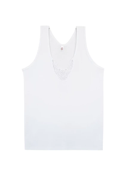 Tekkaplan İç Giyim Geniş Güpürlü Dantelli Ribana Kadın Atlet - 3