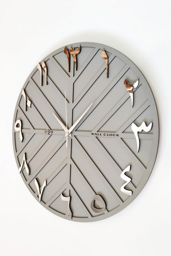 aSSe Tasarım Arapça Rakam Long Line Dekoratif Duvar Saati Antrasit & Gümüş 50x50cm Sessiz Mekanizma ürün görseli