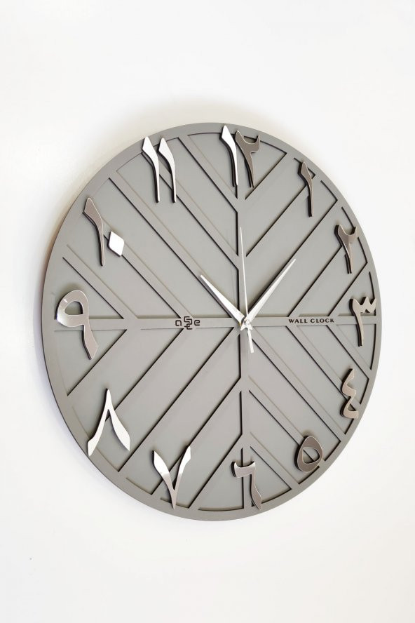 aSSe Tasarım Arapça Rakam Long Line Dekoratif Duvar Saati Antrasit & Gümüş 50x50cm Sessiz Mekanizma - Resim 2