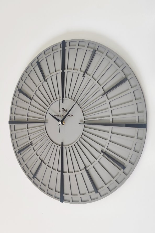 aSSe Tasarım Long Line Dekoratif Duvar Saati Antrasit & Siyah 37x37cm Sessiz Mekanizma - 3