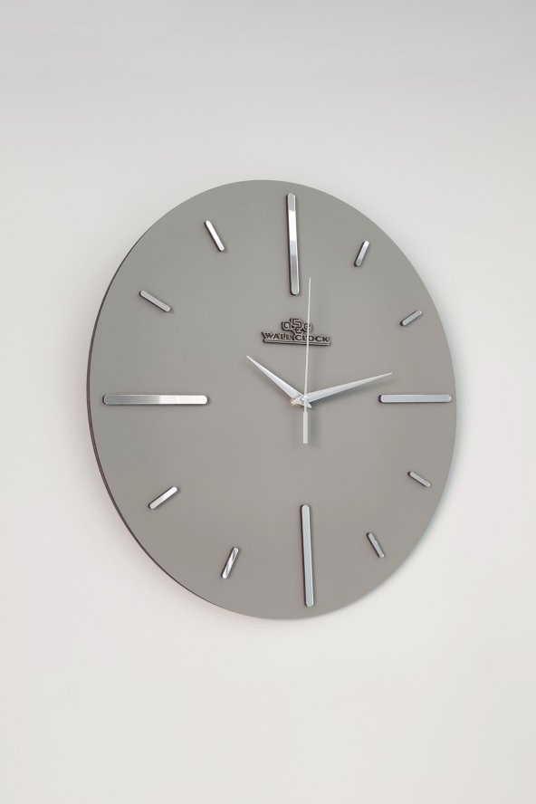 aSSe Tasarım Özel Aynalı  Duvar Saati Antrasit & Gümüş Sessiz Mekanizma  37x37cm