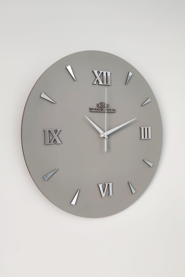 aSSe Tasarım aSSe Tasarım Özel Dekoratif Roma Rakamlı Aynalı Duvar Saati Antrasit & Gümüş Sessiz Mekanizma 37cm