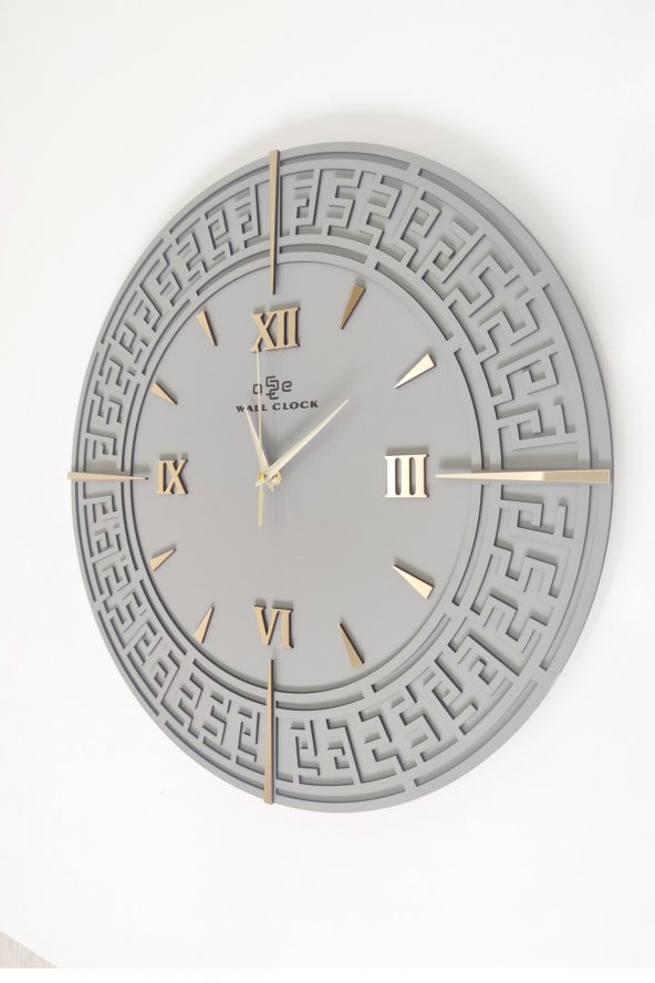 aSSe Tasarım Özel Dekoratif Antrasit & Gold Aynalı Duvar Saati 50x50cm - 3