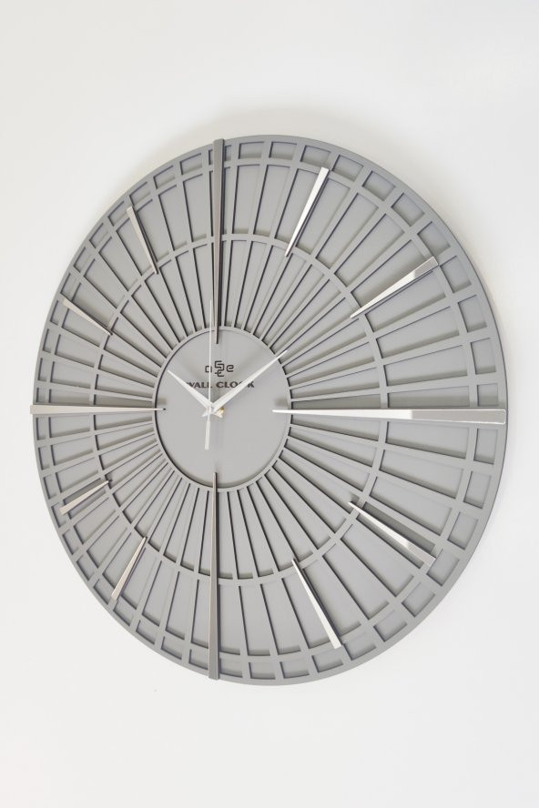 aSSe Tasarım Long Line Dekoratif Duvar Saati Antrasit & Gümüş 37x37cm Sessiz Mekanizma - 3
