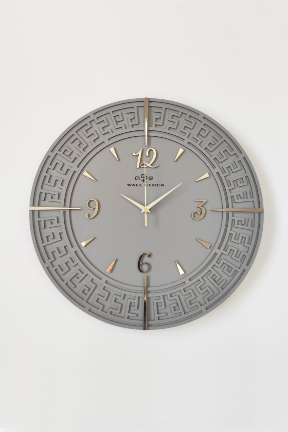 aSSe Tasarım Tangled Lines Antrasit & Gold Türkçe Rakam 50x50cm Sessiz Duvar Saati - 2